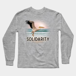 Solidarity Pelican Flying Over the Sea Long Sleeve T-Shirt